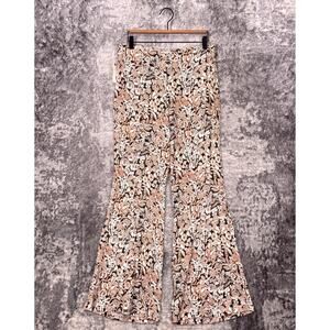 New Anthropologie Pants 10 Womens Satin Flare Full Length Wild Flower Floral